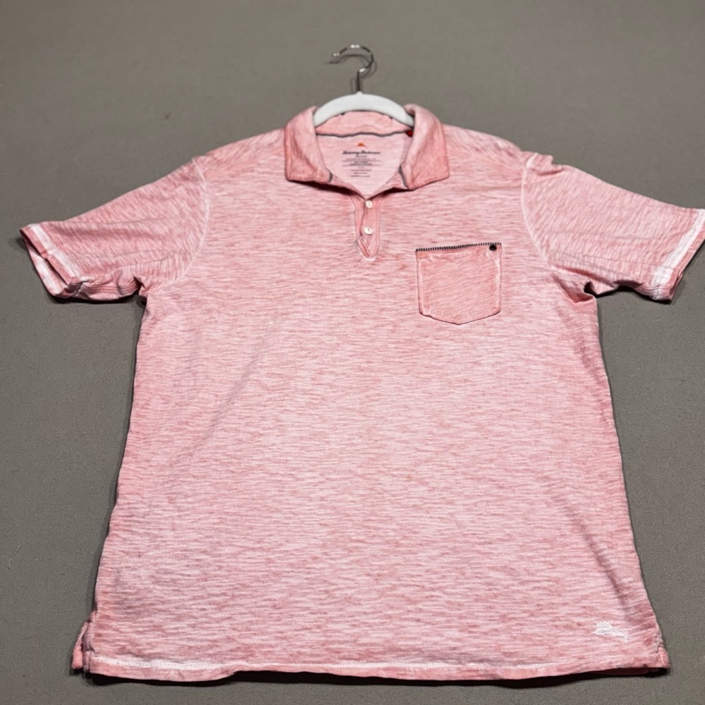 Tommy Bahama Heathered Red Polo Shirt Classic Collar Relaxed Fit